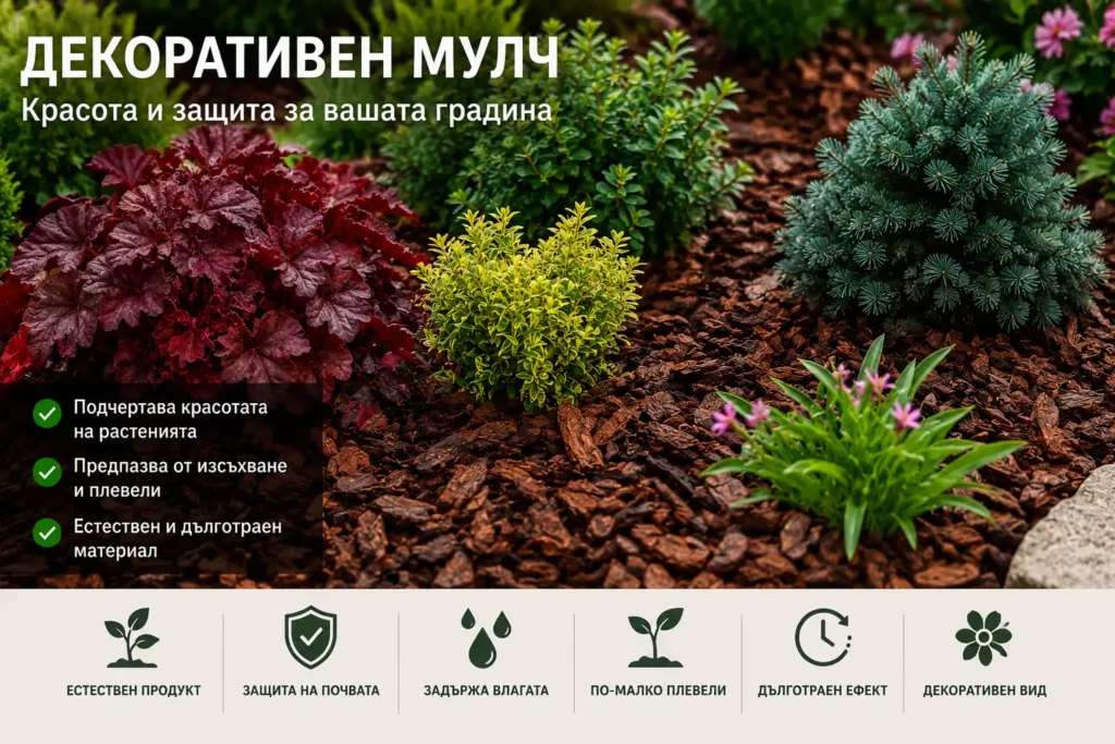 декоративен мулч за градина